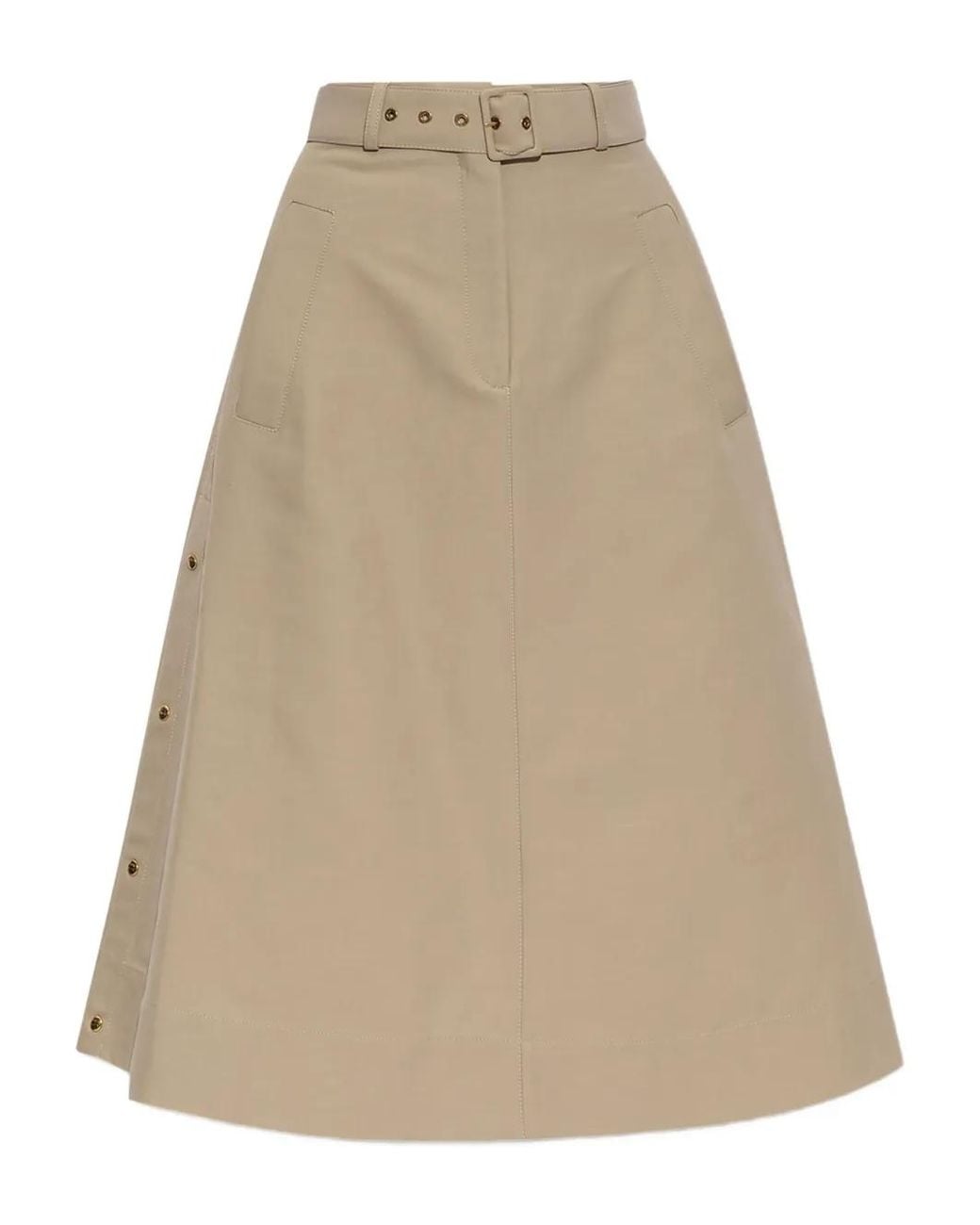 Moncler Natural Belted Midi Skirt
