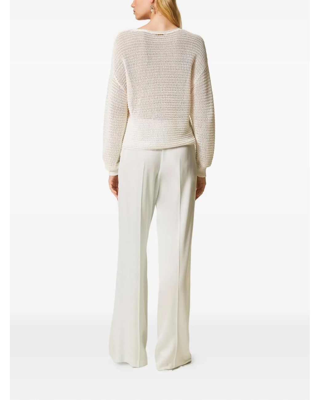 Twinset White Wide Satin Trousers
