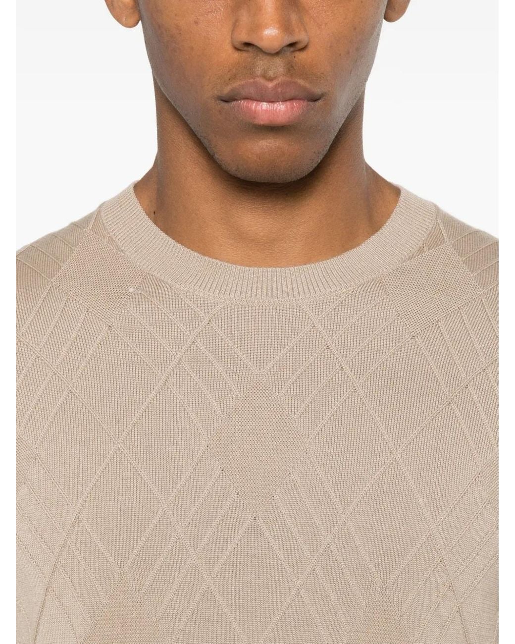 Diktat Natural Argyle-Pattern Sweater for men