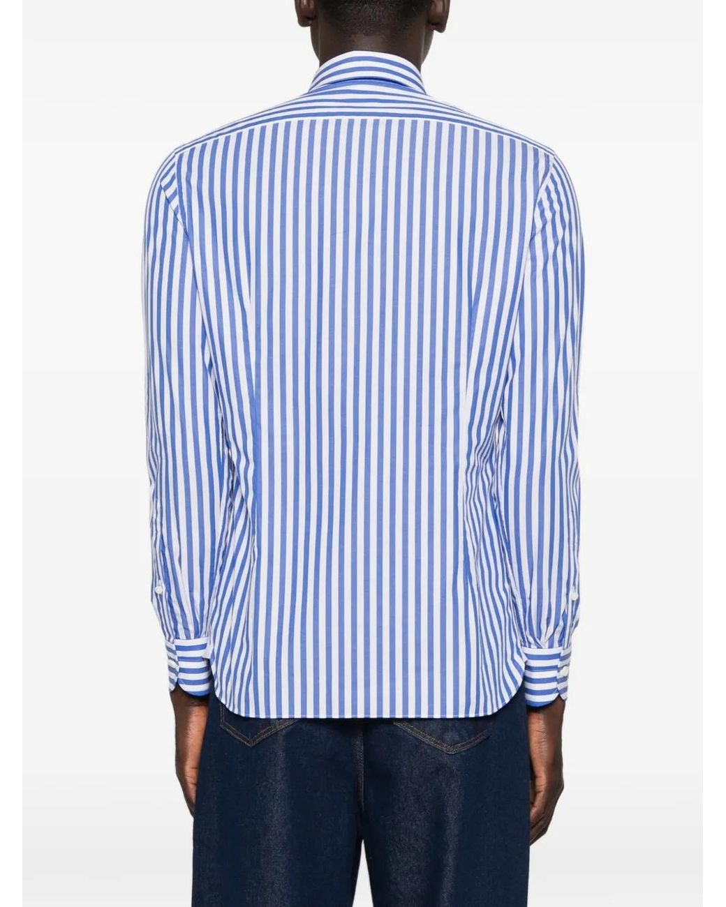 Truzzi Blue Vertical-Stripe Button-Down Shirt for men