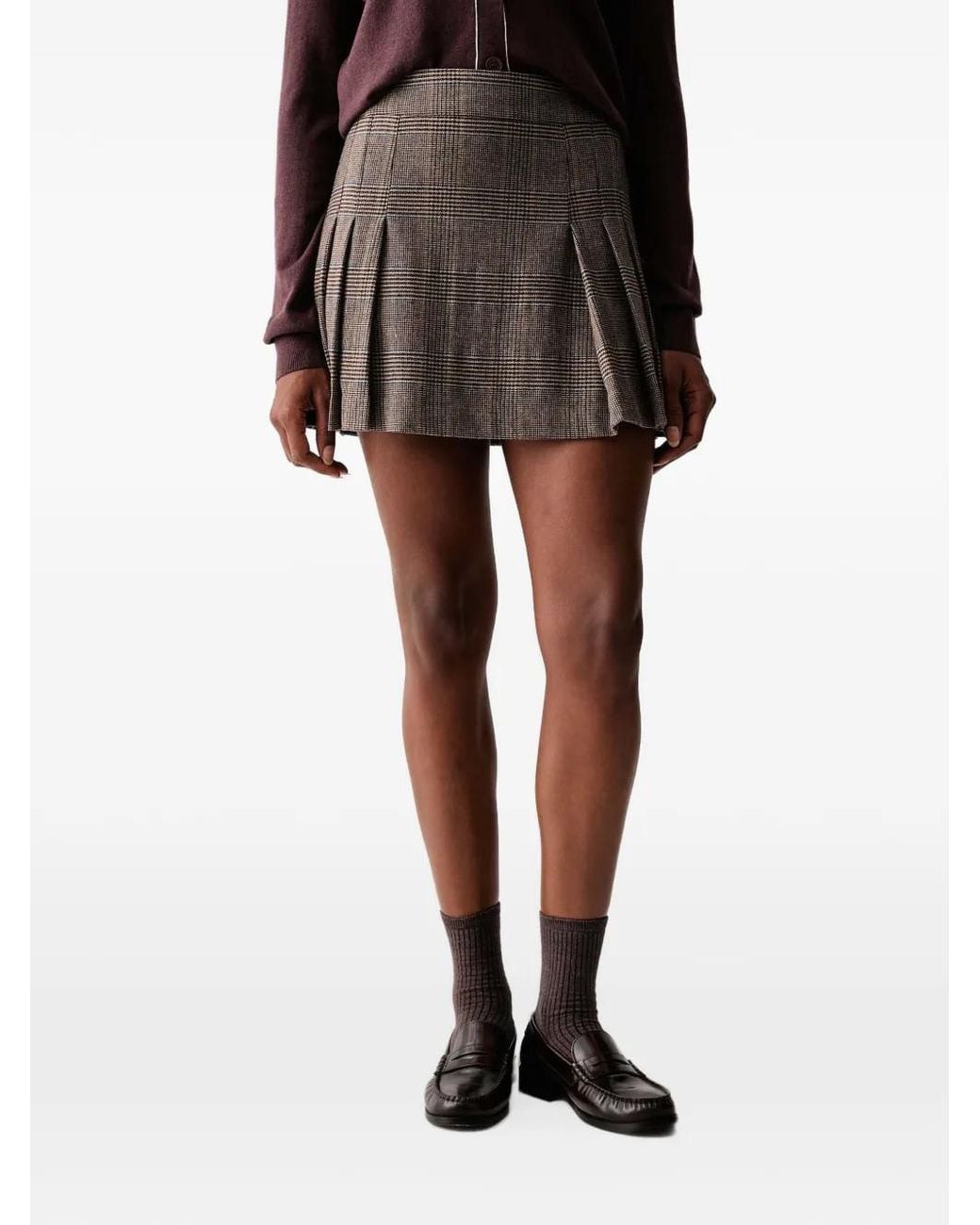 Check Pattern Uk ARMANI EXCHANGE Check-Pattern Pleated Mini Skirt in Black | Lyst UK