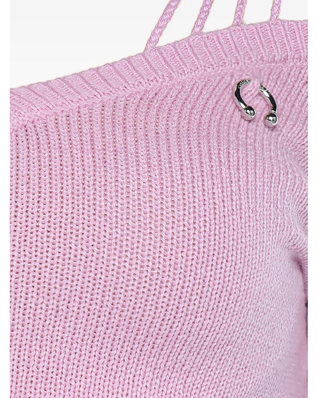 Chiara Ferragni Purple Off-Shoulder Knitted Top