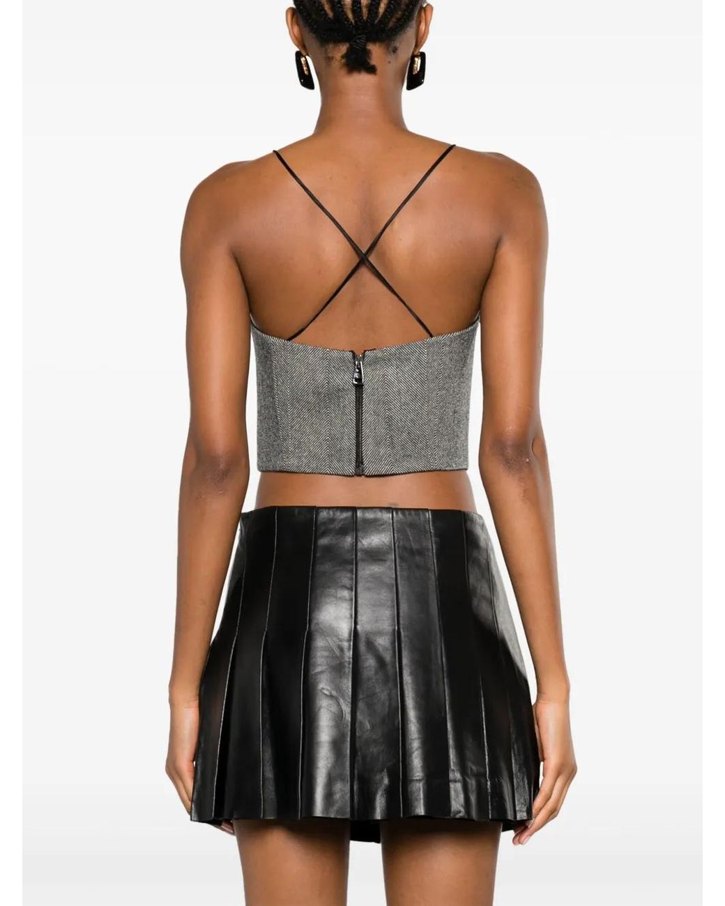 Ermanno Scervino Gray Herringbone Wool Top