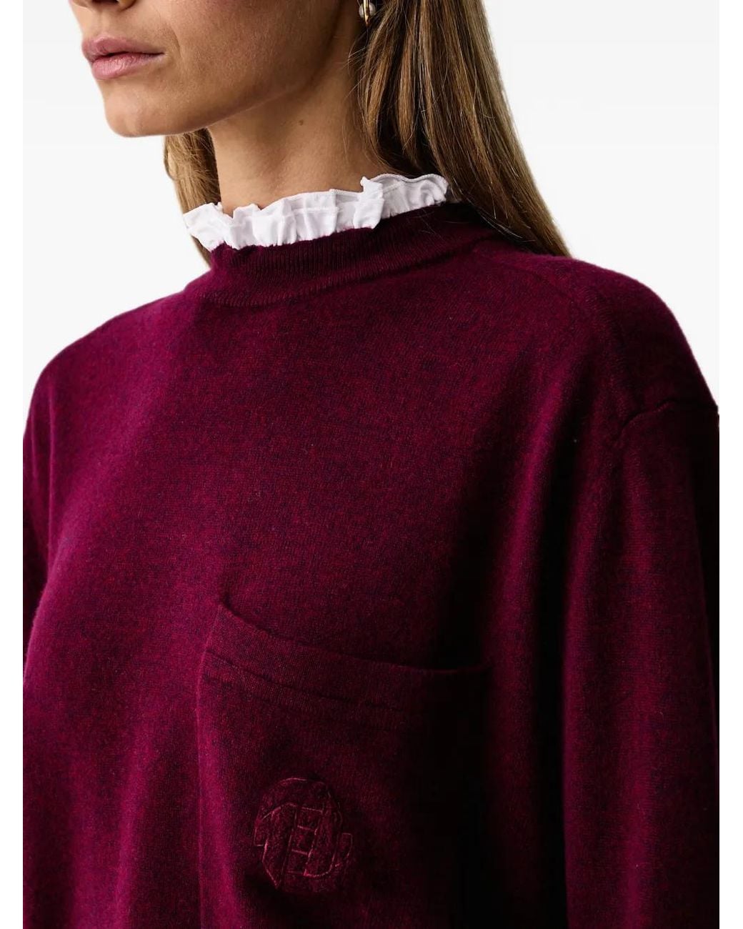 Silvian Heach Logo-Embroidered Chest-Pocket Sweater