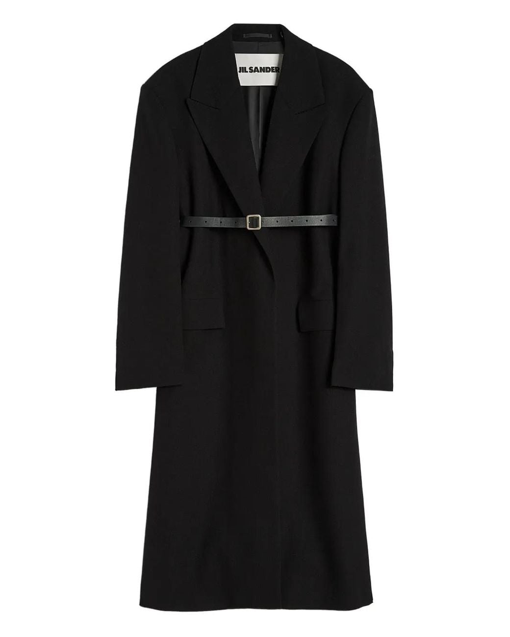 Jil Sander Black Double-Breasted Coat for men