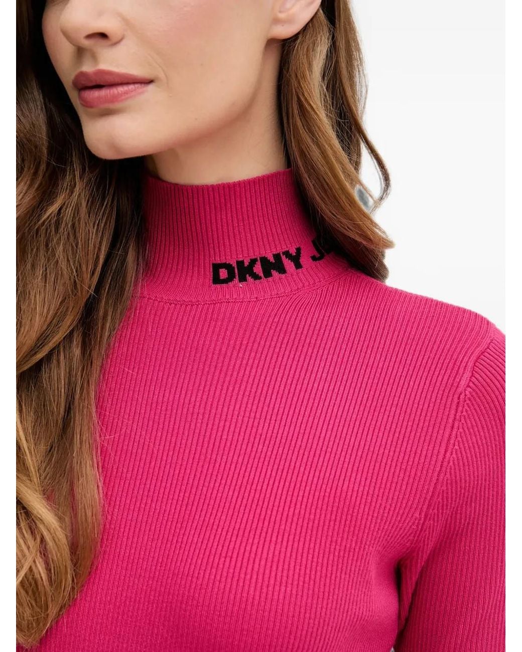DKNY Pink Robe Mi-Longue À Logo Brodé