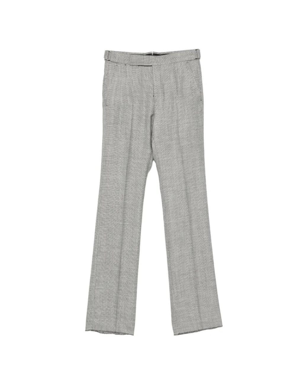 Tom Ford Gray Herringbone-Pattern Tailored Trousers for men