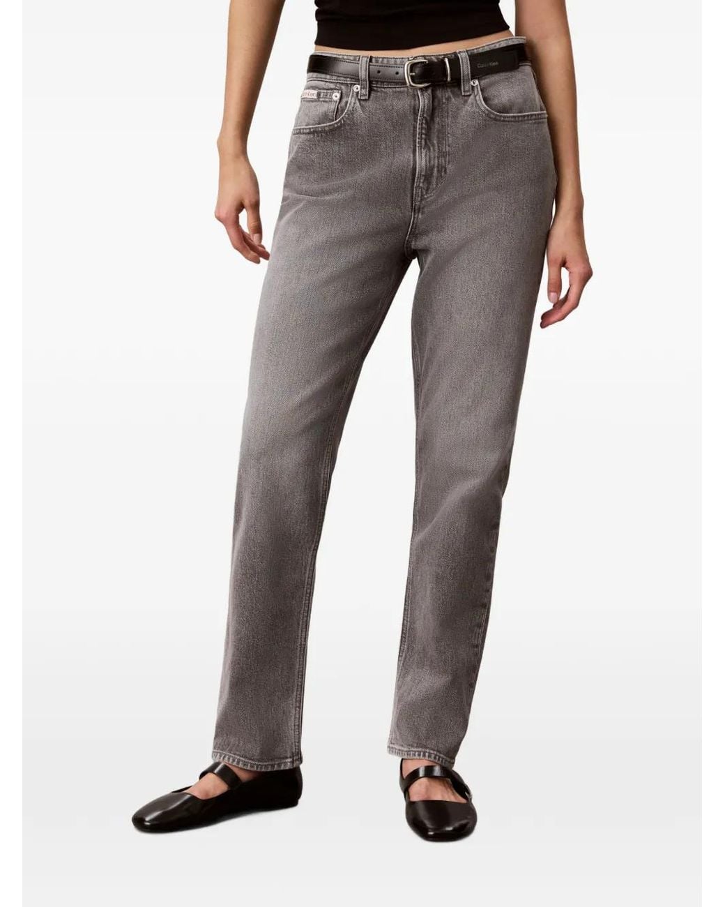 Calvin Klein Gray Straight-Leg Jeans
