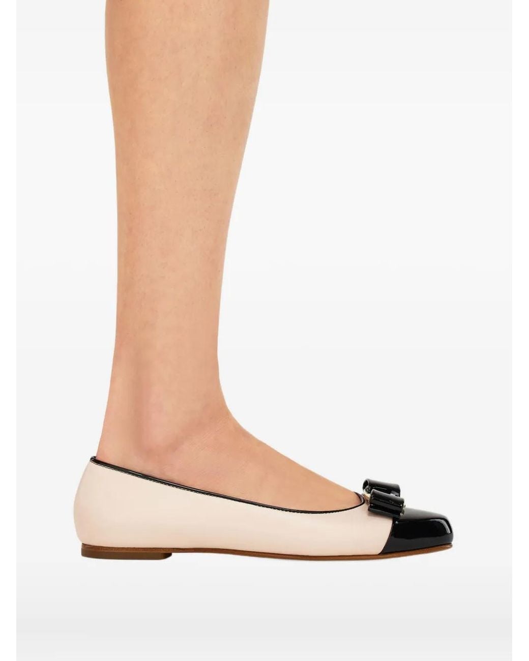 Ferragamo White Varina Leather Ballet Flat