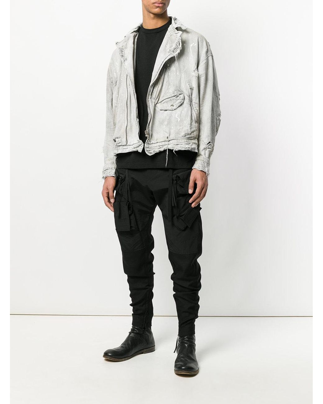 Julius Distressed Biker Denim Jacket in 