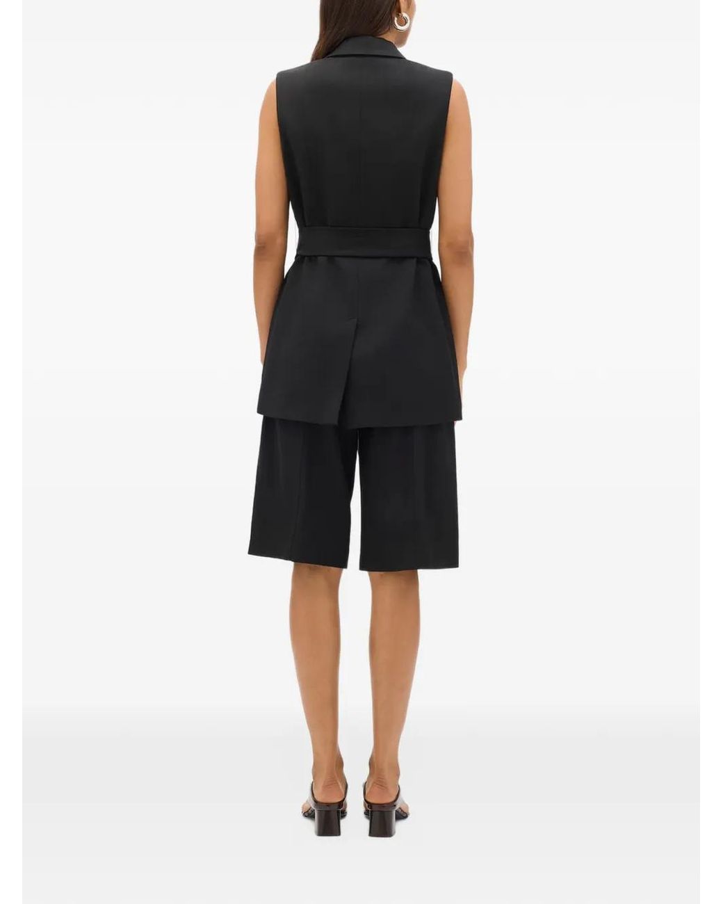 Another Tomorrow Black Easy Self-Tie Waistcoat