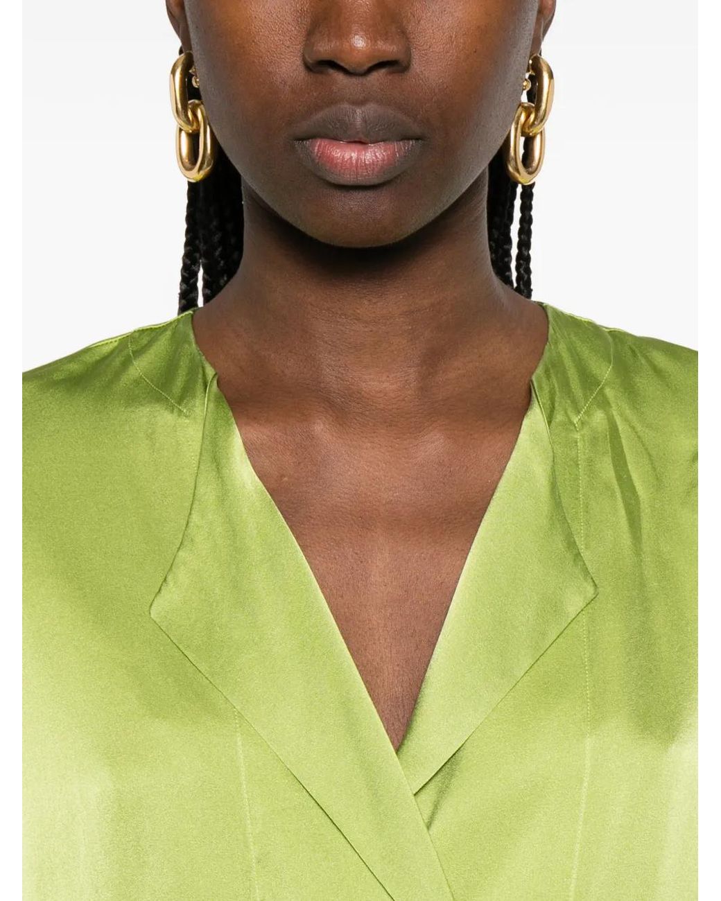 Forte_forte Green Tassel-Detail Blouse