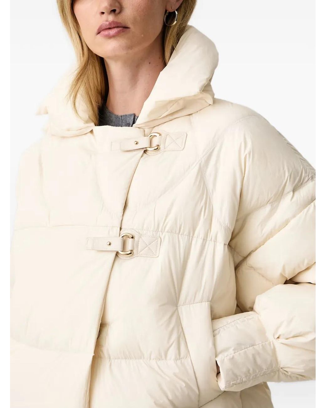 Silvian Heach Natural Buckle-Fastening Puffer Jacket