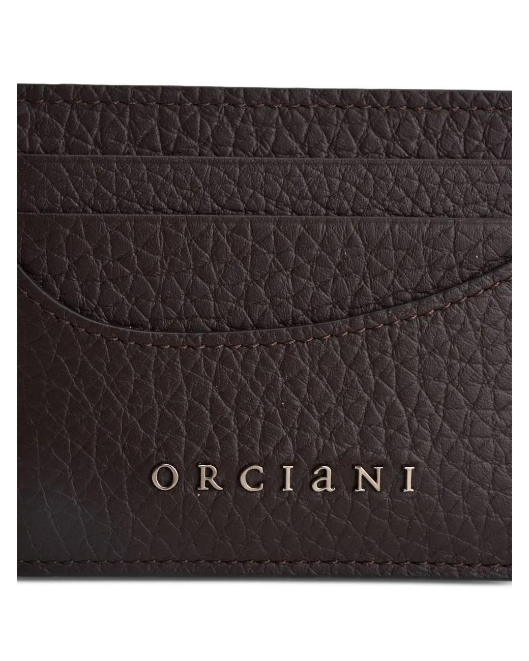Orciani Black Logo-Plaque Pebbled-Leather Cardholder