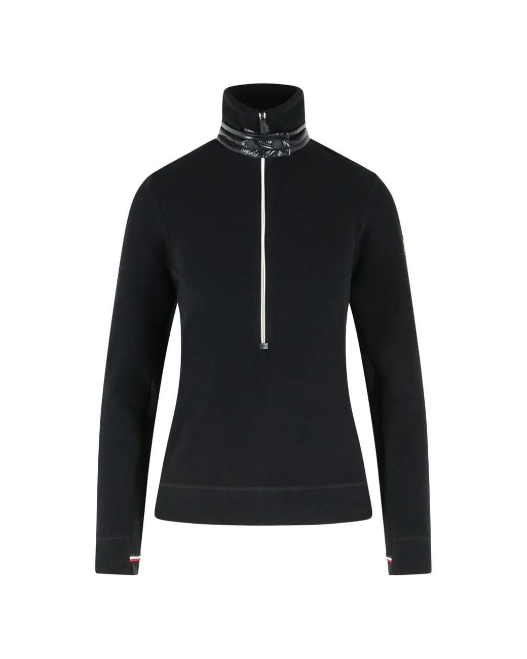 Moncler Black Padded-Trim Half-Zip Sweater