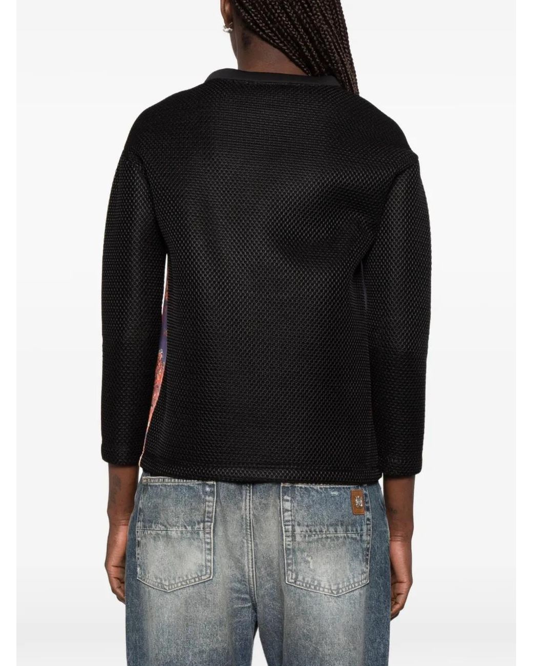 The Artistylist Black Graphic-Print Mesh-Panel Sweatshirt