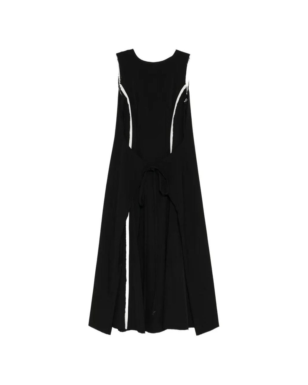 A Tentative Atelier Black Kimono Gathered Dart Dress