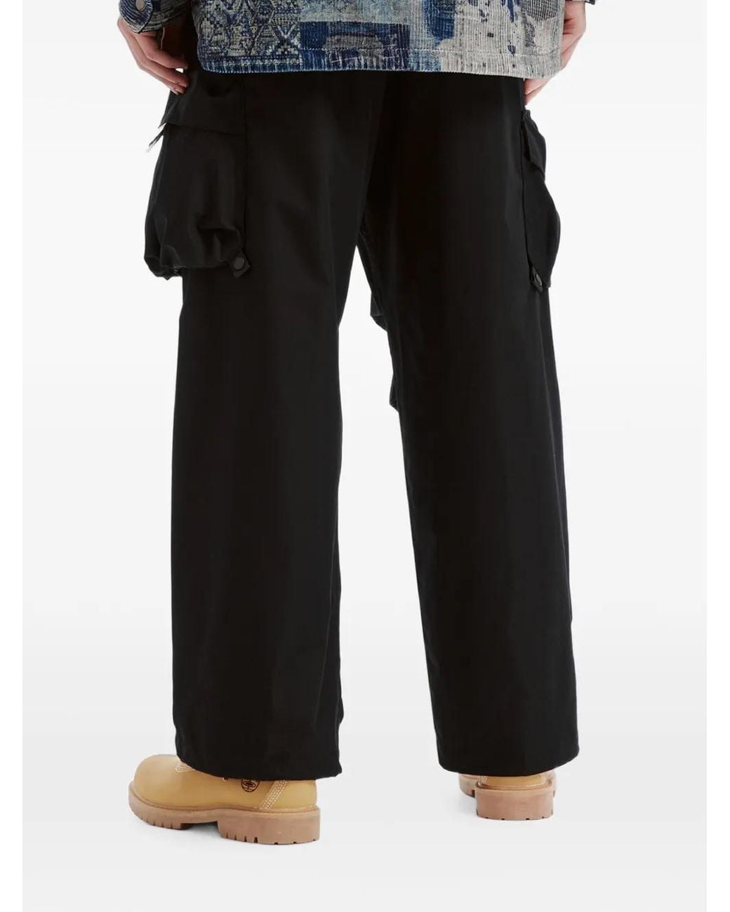 Musium Div. Black Logo-Patch Cargo Pants for men