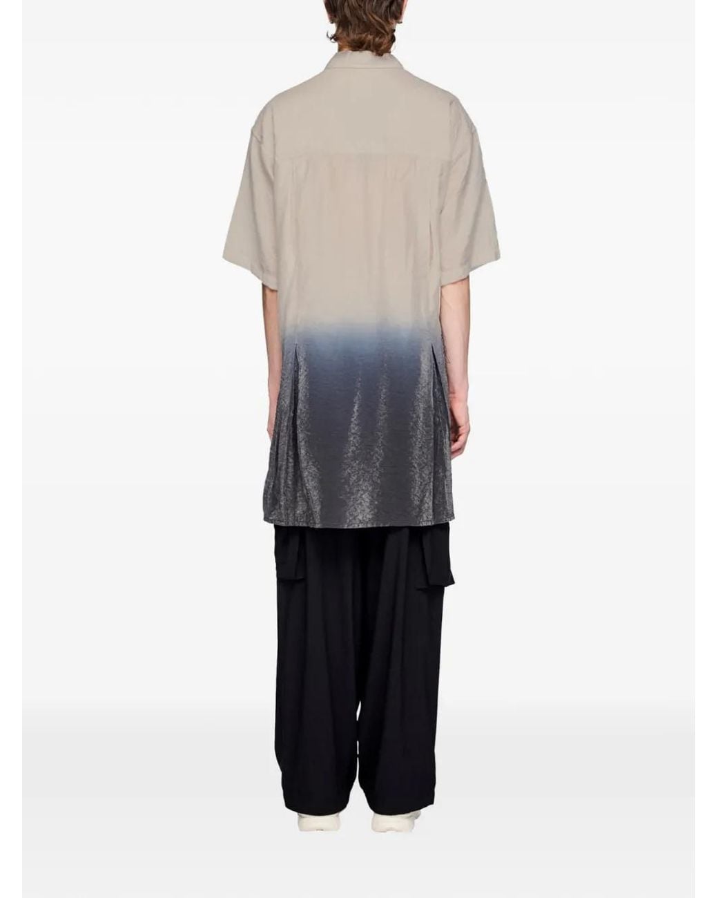 Y-3 Gray Dip-Dye Short Sleeve Long Shirt for men