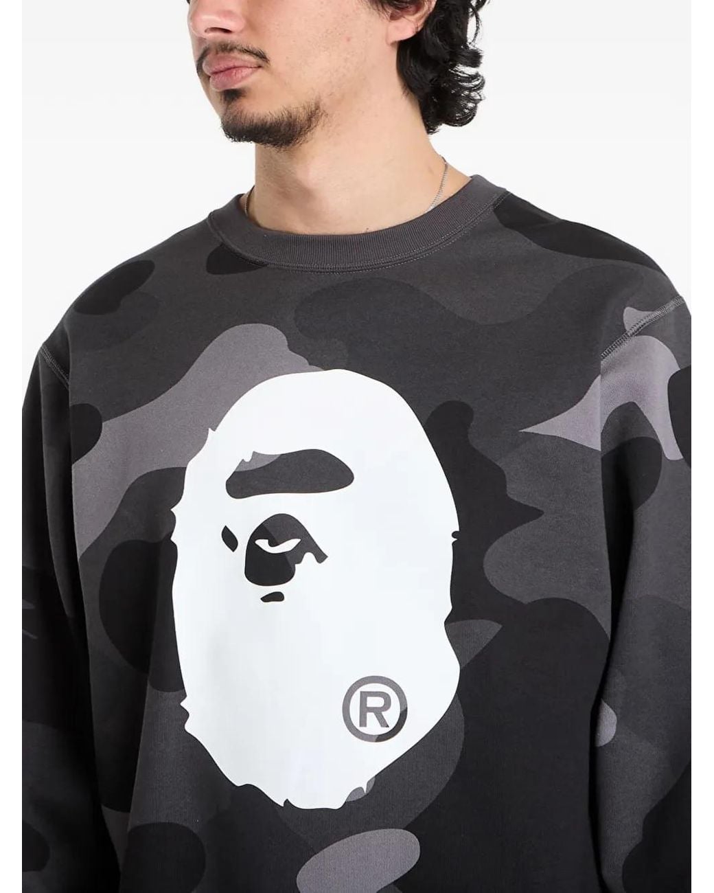 A Bathing Ape Gray Ape Head Camouflage Sweatshirt