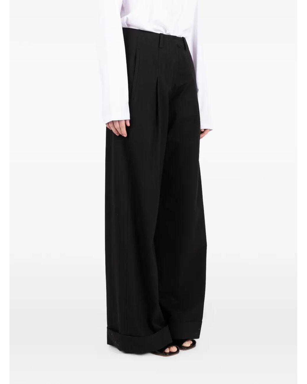 Societe Anonyme Black Pleated Wide Trousers