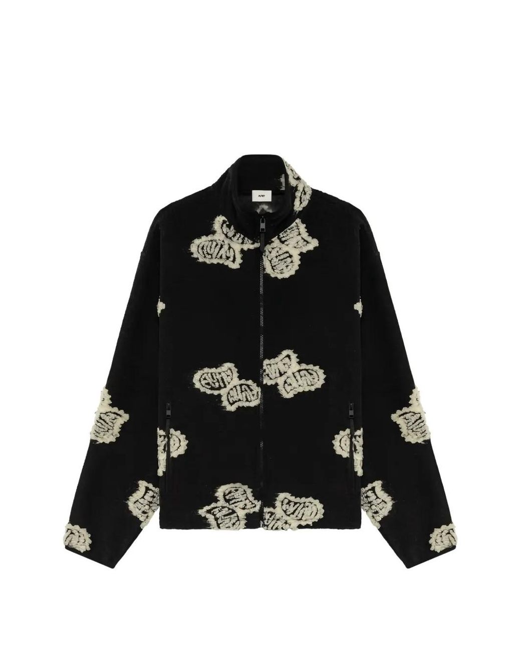 Autry Black Teddy Logo-Patch Zip-Up Jacket