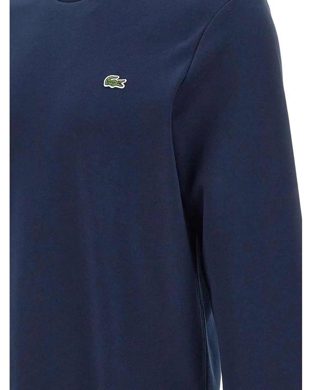 Lacoste Blue Crew Neck Sweatshirt With Logo for men