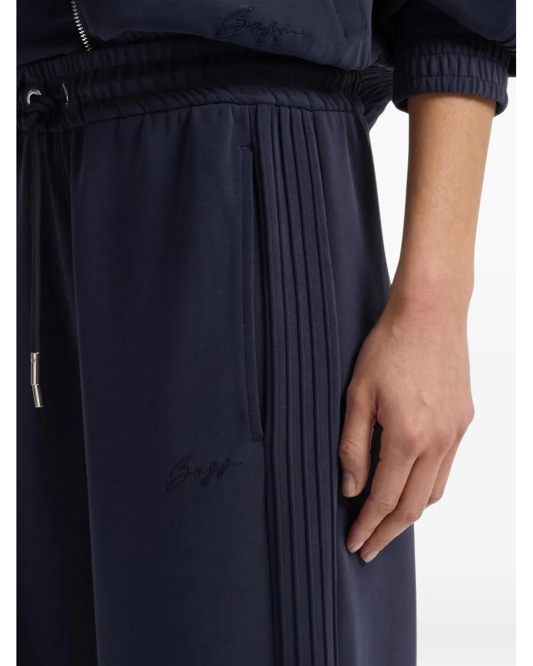 Boss Blue Relaxed-Fit Tracksuit Bottoms With Piping Details