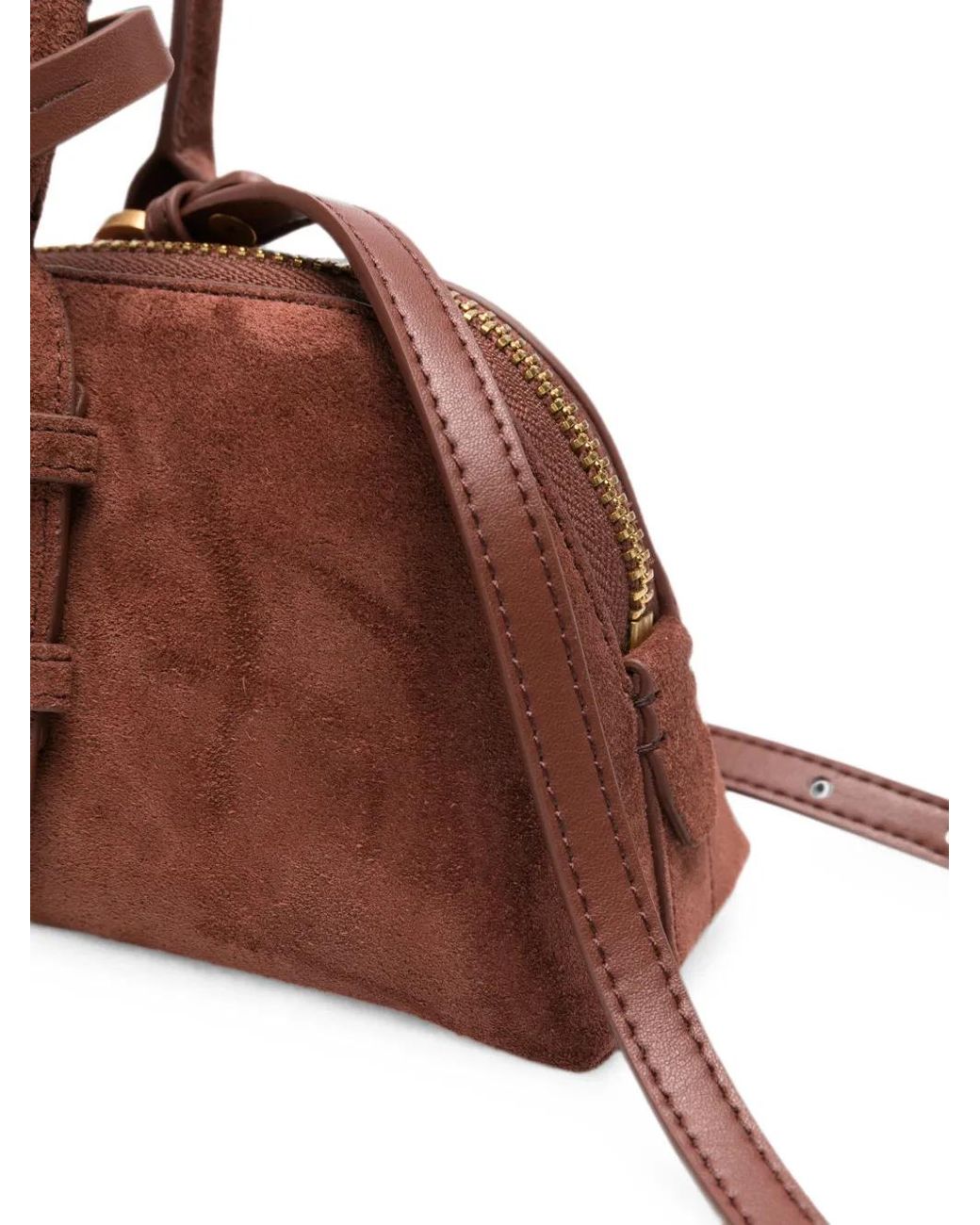 Pinko Brown Small Escape Suede Tote Bag