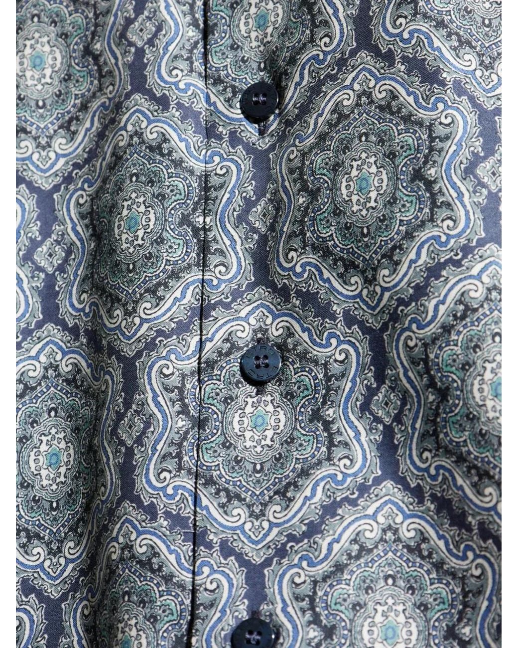 Etro Blue Patterned Shirt for men
