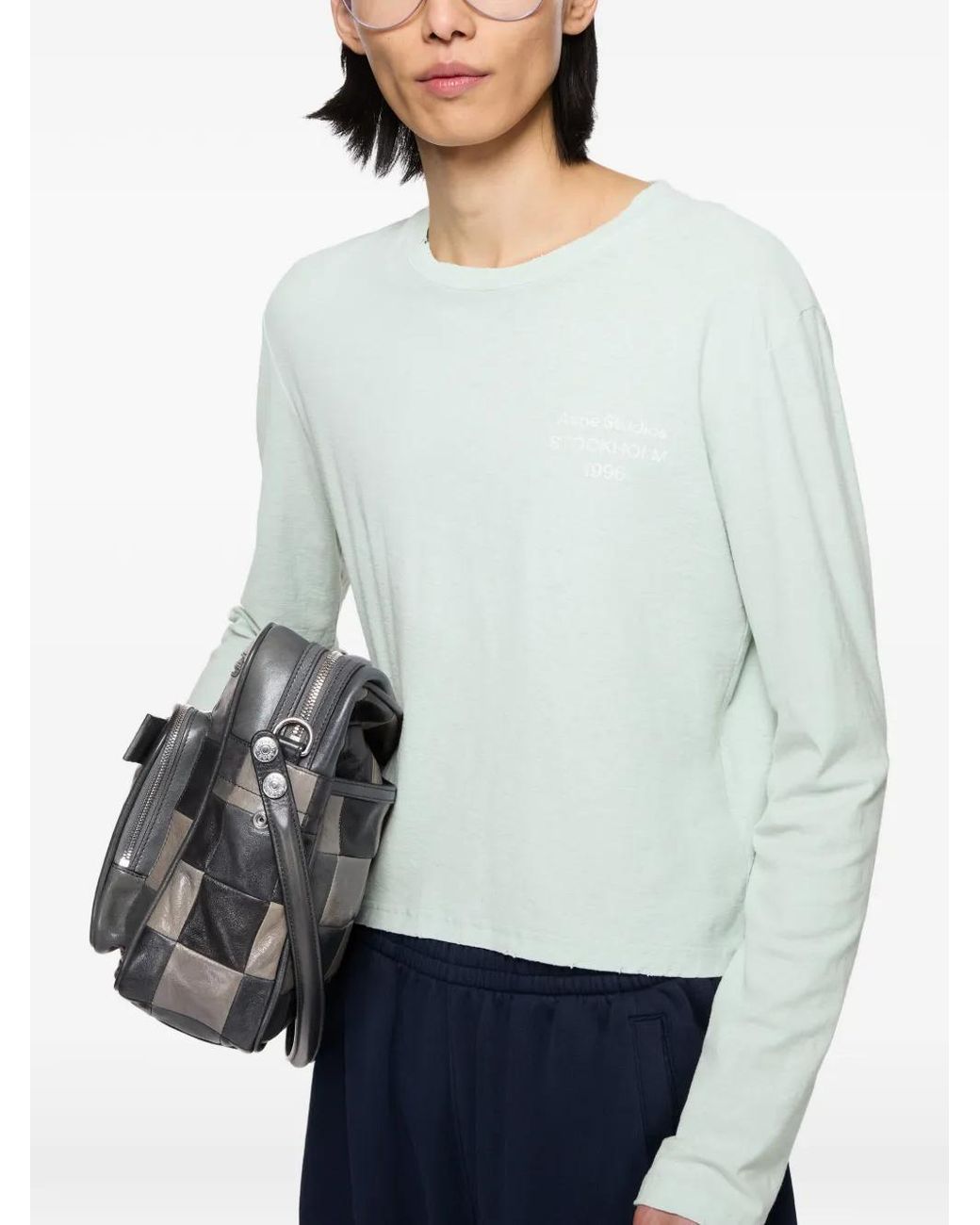 Acne White Distressed Logo T-Shirt