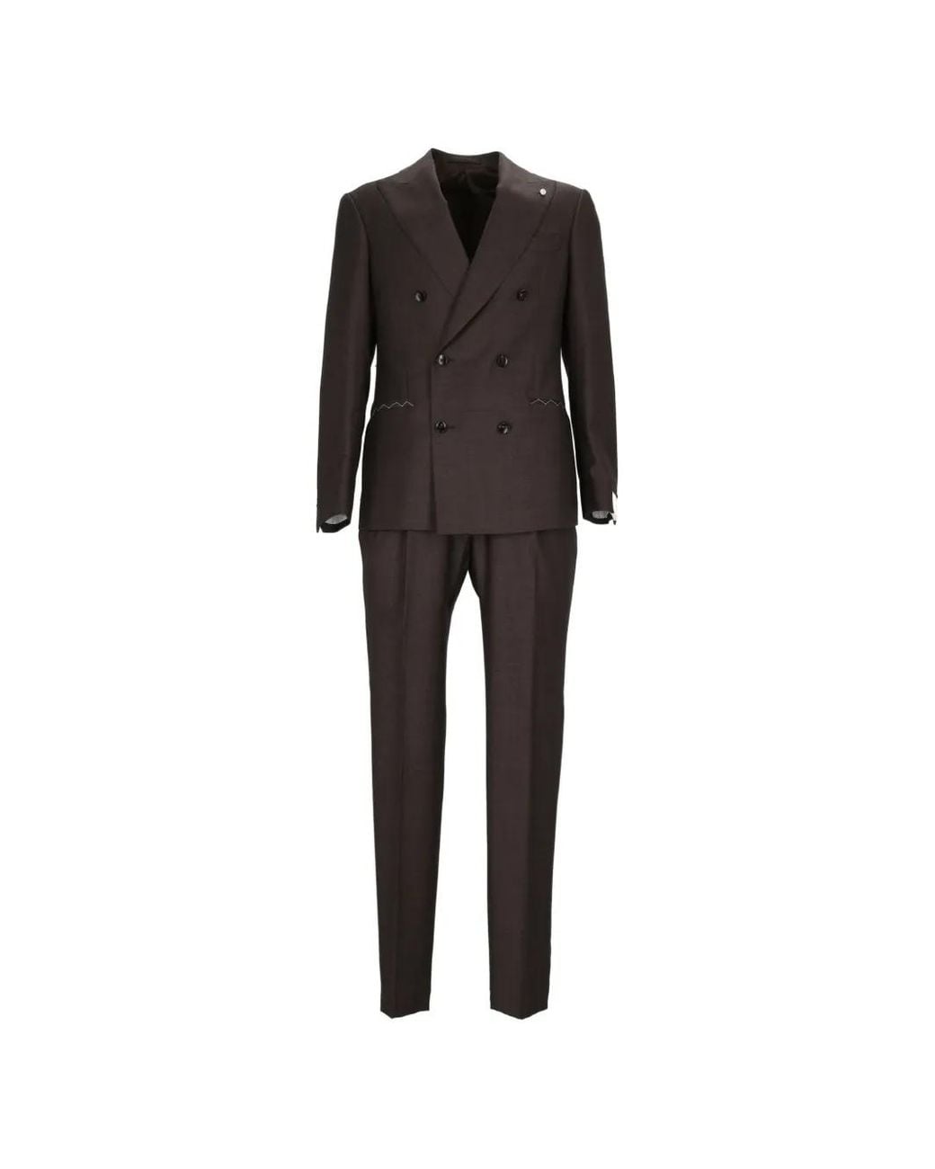 Luigi Bianchi Black Double-Breasted Suit for men