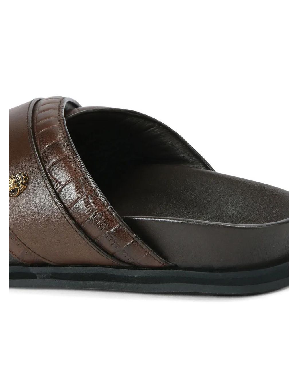 Kurt Geiger Brown Baron Croc-Embossed Cross Sandals for men