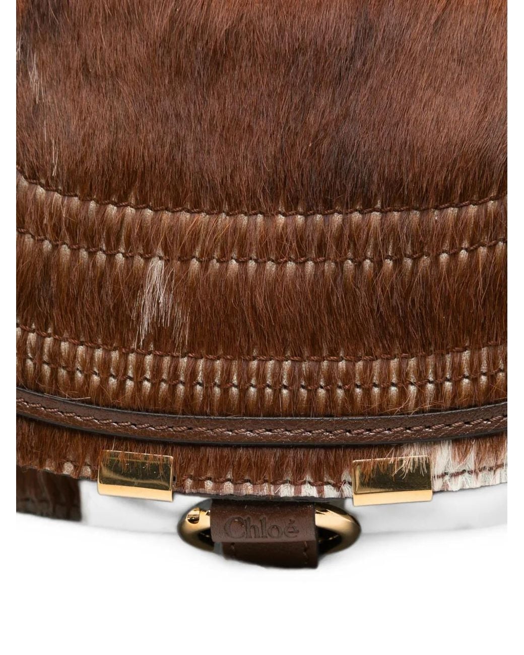 Chloé White Mini Marcie Calf-Hair Tote Bag