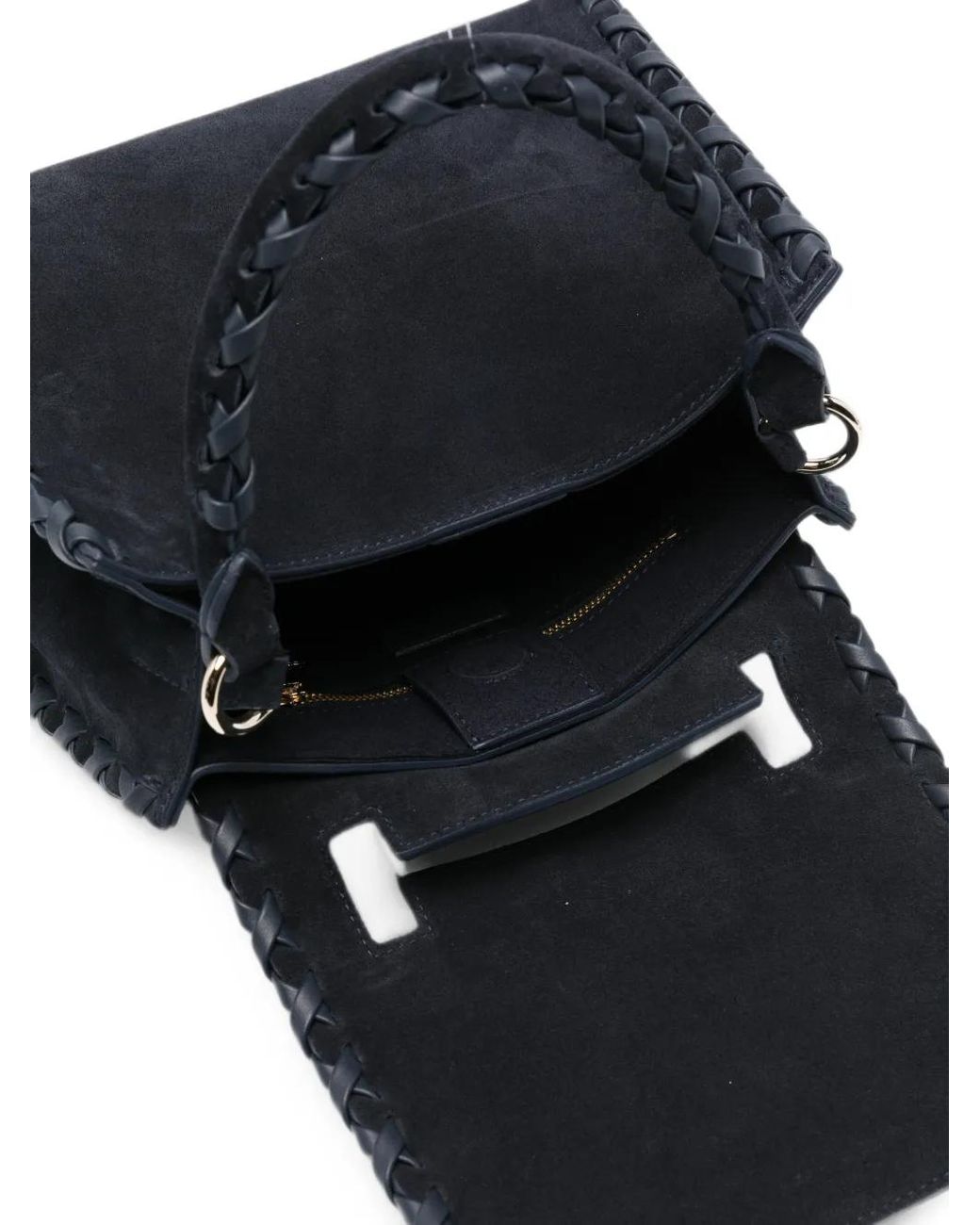 Orciani Black Braided-Trim Suede Tote Bag