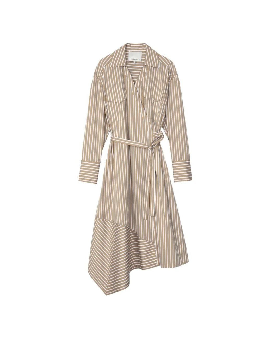 3.1 Phillip Lim Natural Striped Asymmetrical Dress