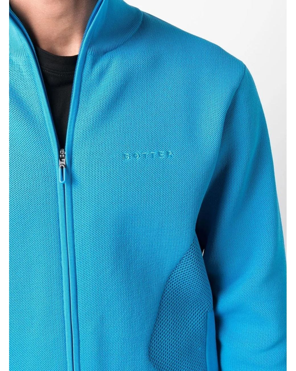 BOTTER Blue Embroidered-Logo Zip-Up Sweatshirt for men