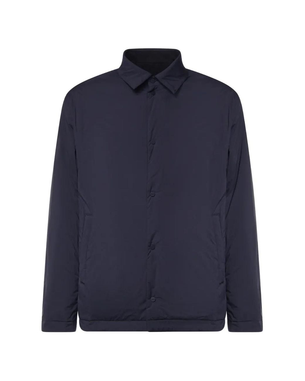 Herno Blue Shacket Padded Chest-Pocket Shirt for men