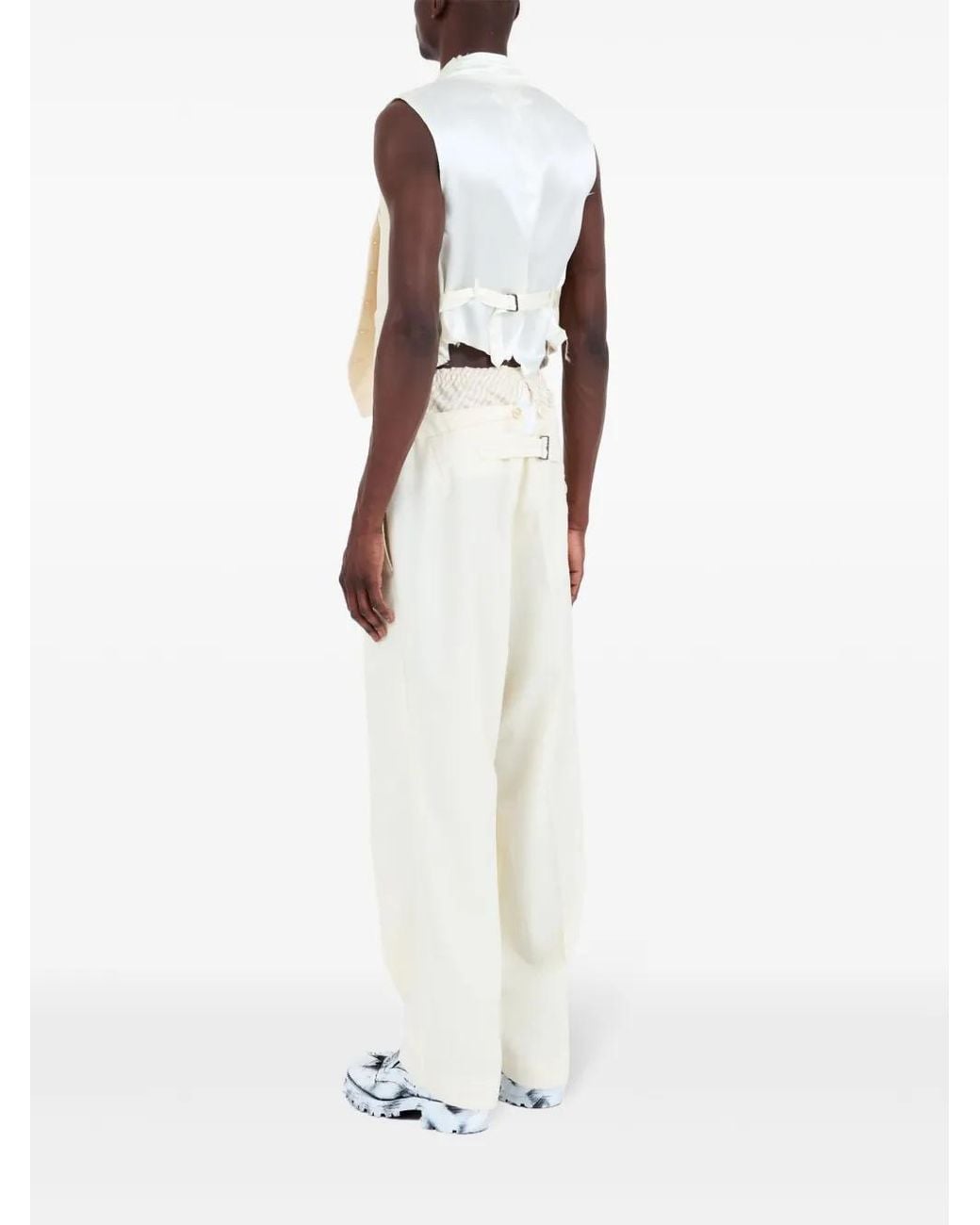 Maison Margiela White Striped Panel Waistcoat for men