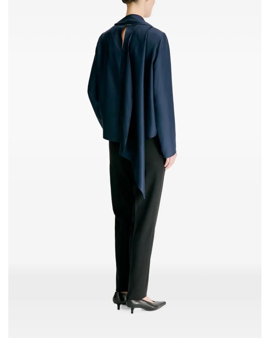 Loulou de Saison Blue Gala Silk-Twill Blouse