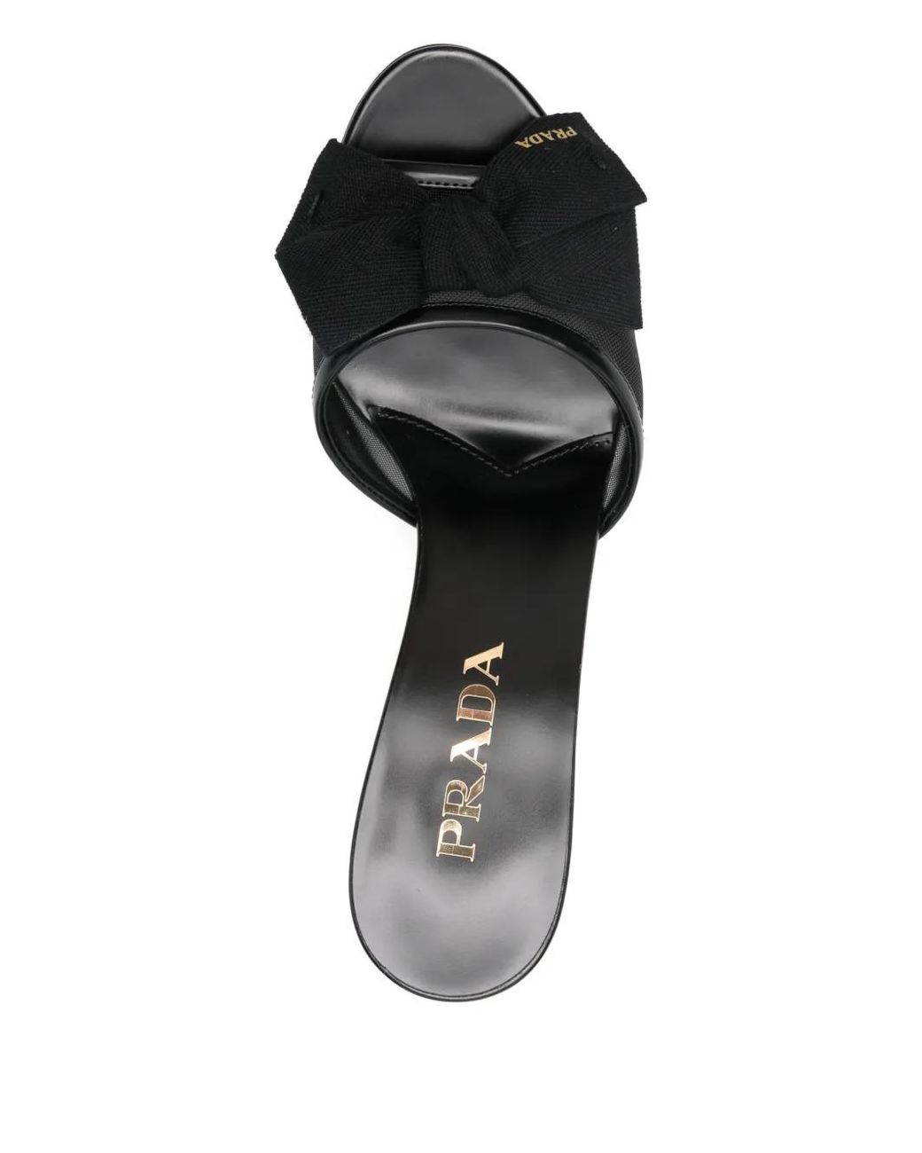 Prada Black Mesh-Sandalen Mit Schleife