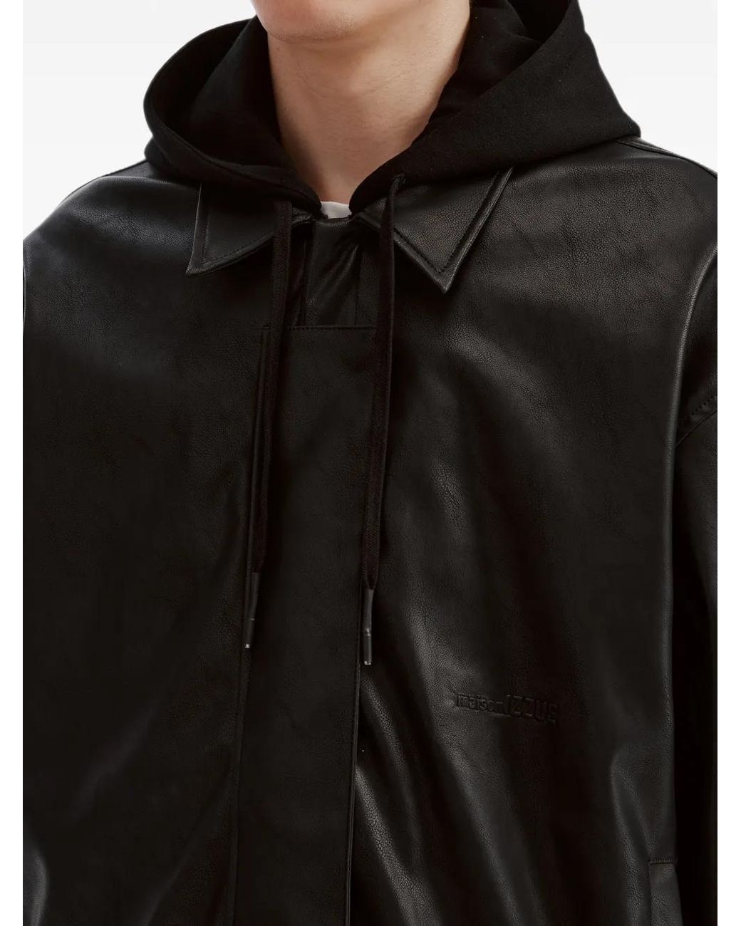 Izzue Black Layered Drawstring-Hood Jacket for men