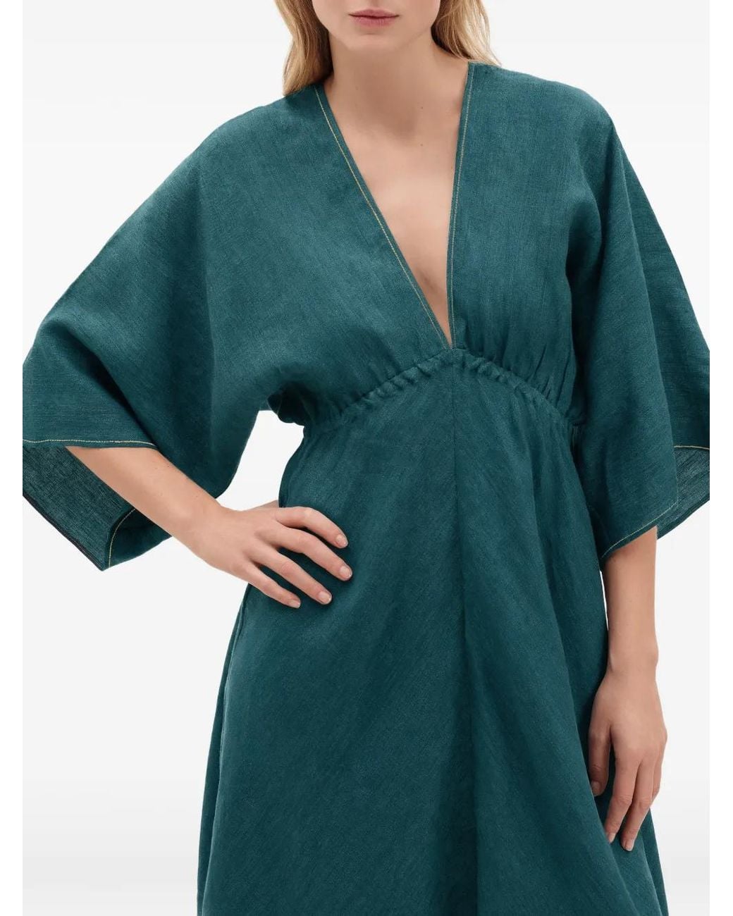 Eres Green Brillance V-Neck Maxi Dress