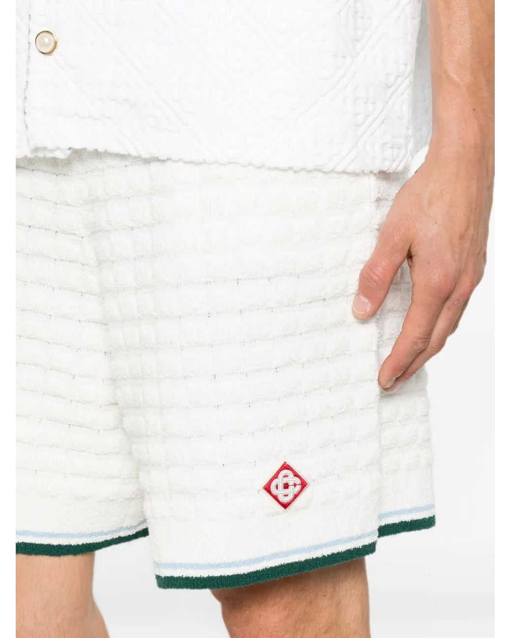 Casablanca White Terry-Cloth Drawstring Shorts With Secure Fastening for men