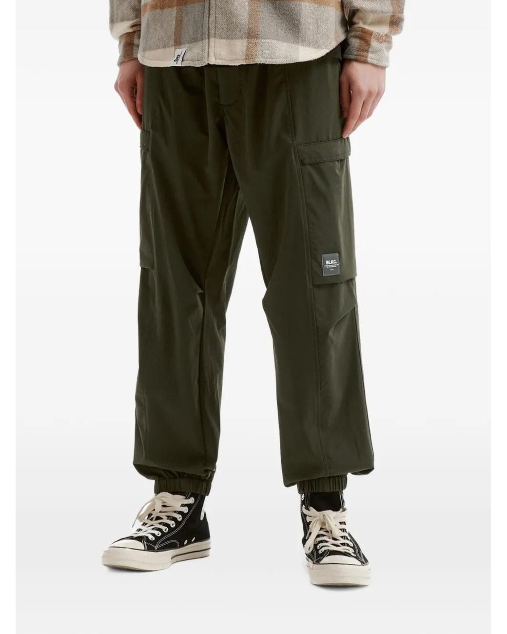 Chocoolate Green Logo-Patch Cargo Pants for men