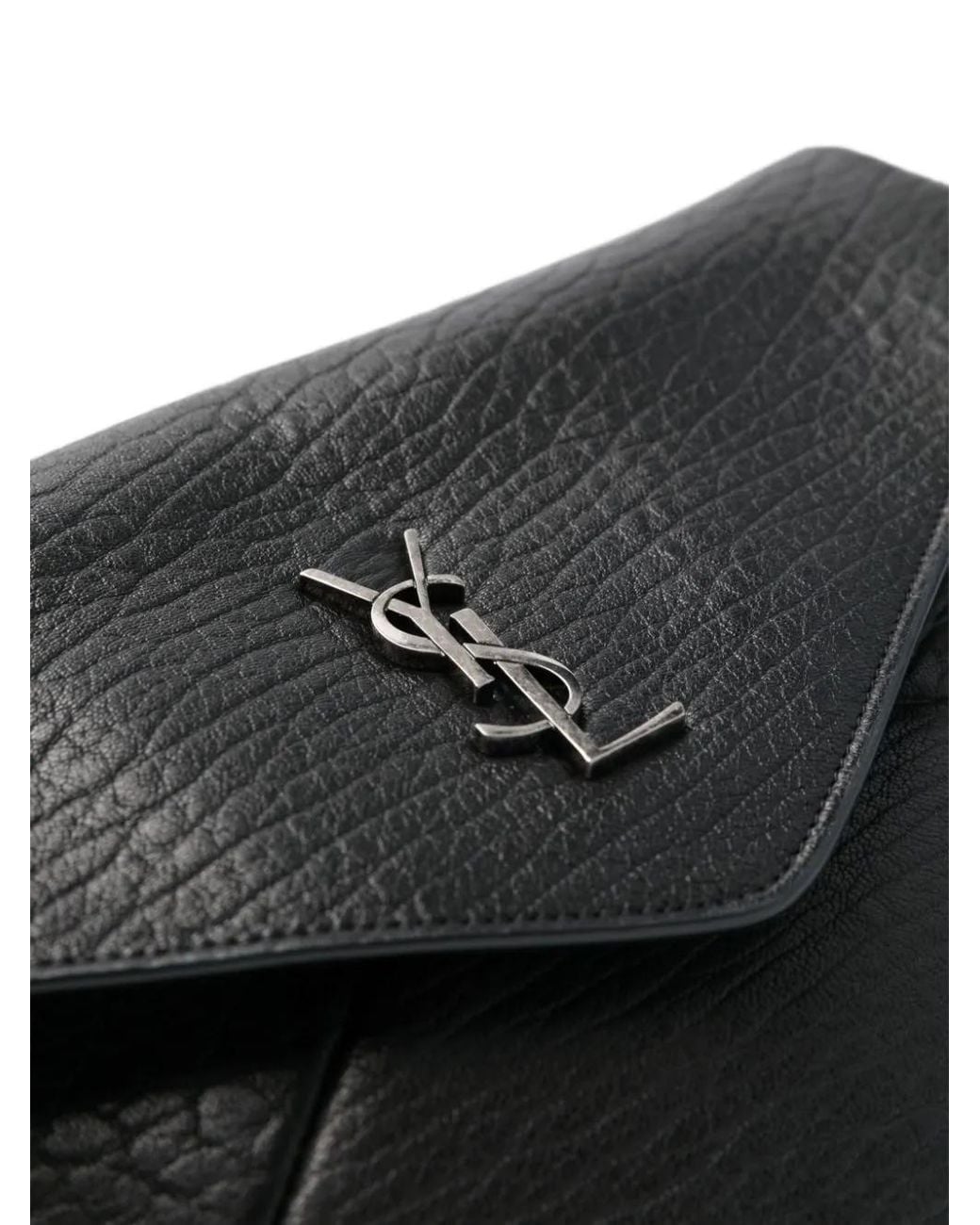 Saint Laurent Black Cassandre Large Envelope Pouch for men