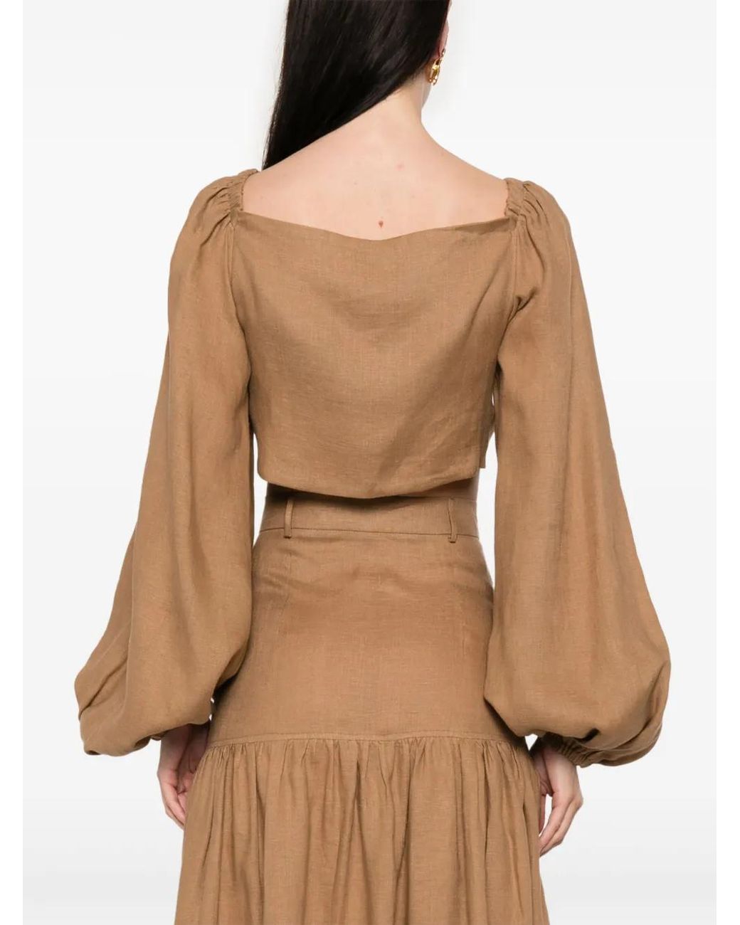 ACTUALEE Natural Tie-Fastening Blouse