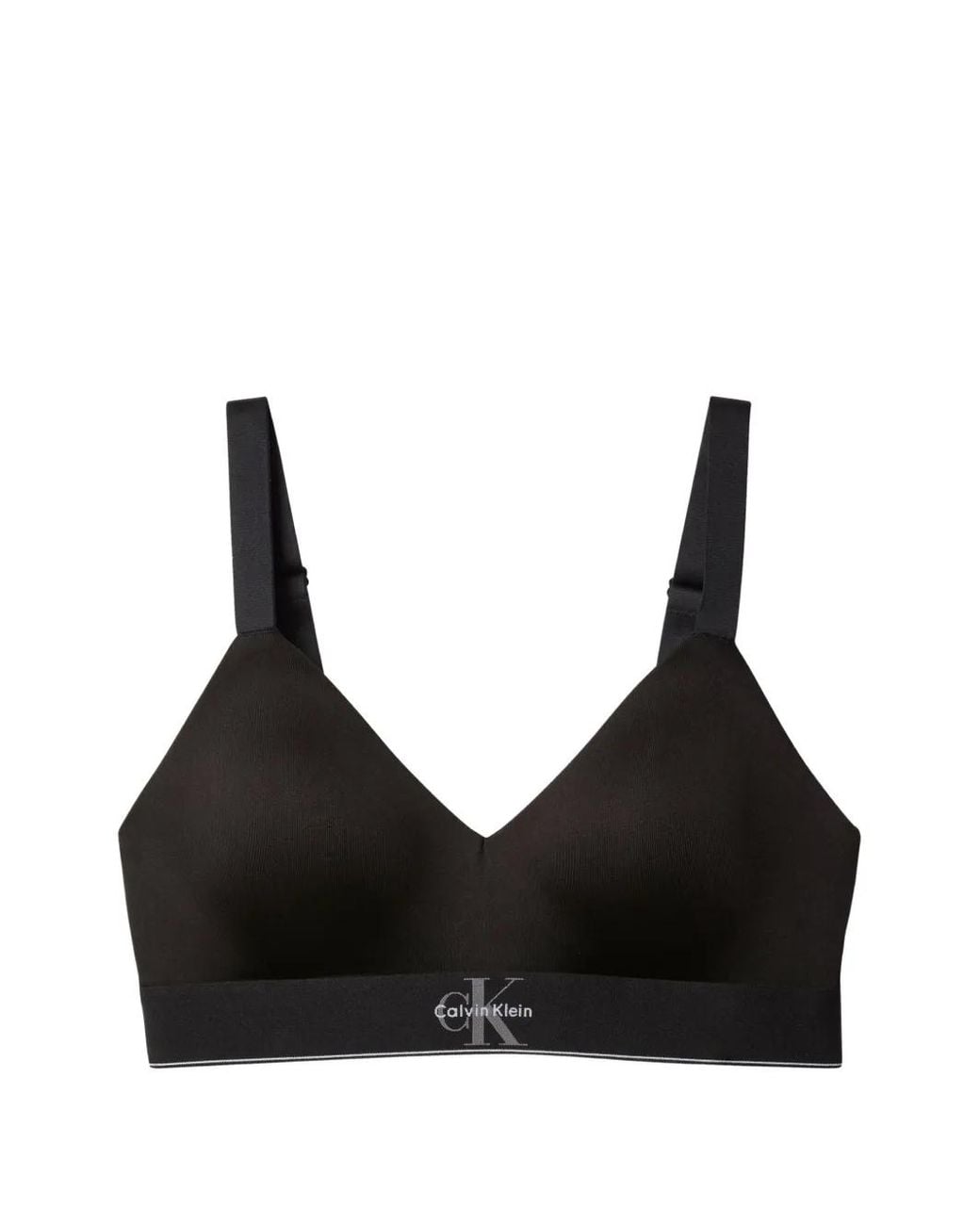 Calvin Klein Black Logo-Print Elasticated-Underband Bra