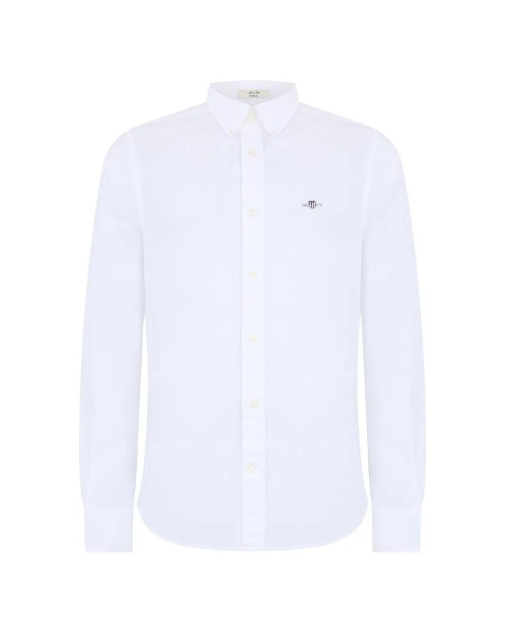 Gant White Long-Sleeve Cotton Shirt for men