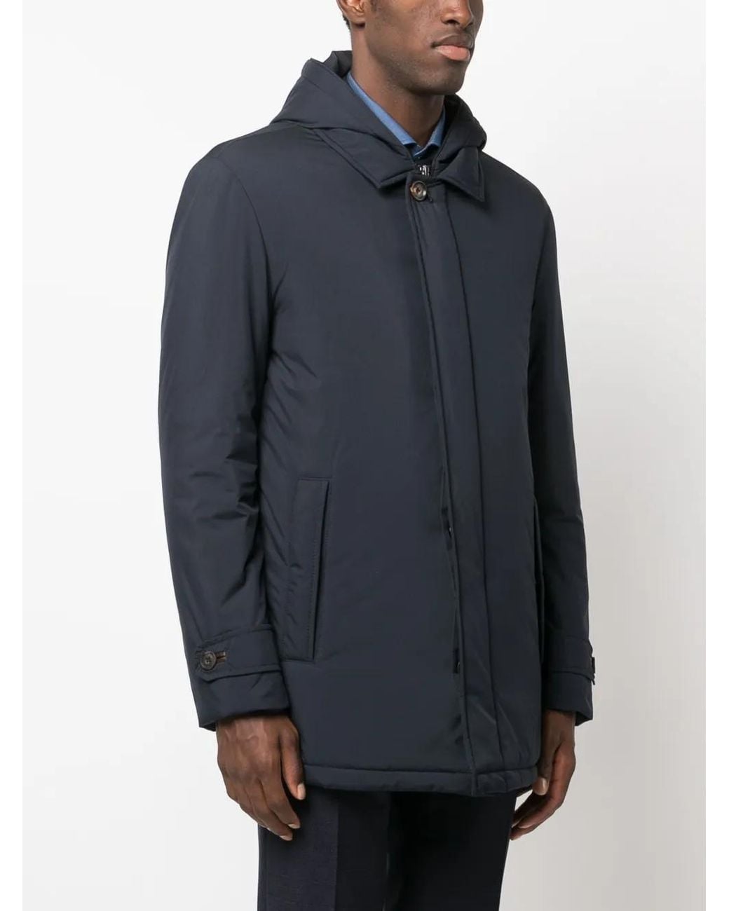 Corneliani Blue Spread-collar Hooded Jacket for men